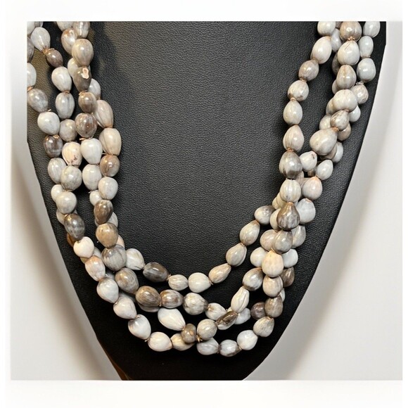 Vintage Continuous Single Strand Natural Job's Tears Prayer Bead Necklace 84 in - Picture 1 of 3